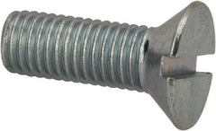 Value Collection - 1/4-28 UNF, 3/4" OAL Slotted Drive Machine Screw - Flat Head, Grade J82 Steel, Zinc-Plated Finish, Without Washer - Benchmark Tooling