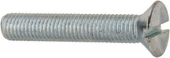 Value Collection - 1/4-28 UNF, 1-1/2" OAL Slotted Drive Machine Screw - Flat Head, Grade J82 Steel, Zinc-Plated Finish, Without Washer - Benchmark Tooling