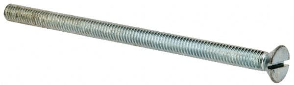 Value Collection - 5/16-18 UNC, 5-1/2" OAL Slotted Drive Machine Screw - Flat Head, Grade J82 Steel, Zinc-Plated Finish, Without Washer - Benchmark Tooling