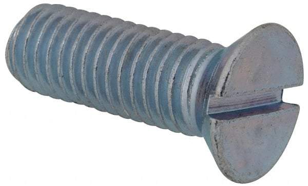 Value Collection - 1/2-13 UNC, 1-1/2" OAL Slotted Drive Machine Screw - Flat Head, Grade J82 Steel, Zinc-Plated Finish, Without Washer - Benchmark Tooling