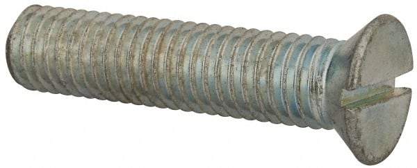 Value Collection - 1/2-13 UNC, 2-1/4" OAL Slotted Drive Machine Screw - Flat Head, Grade J82 Steel, Zinc-Plated Finish, Without Washer - Benchmark Tooling