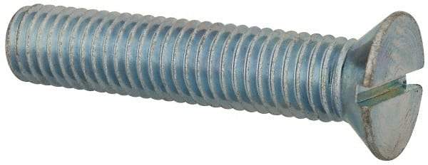 Value Collection - 1/2-13 UNC, 2-1/2" OAL Slotted Drive Machine Screw - Flat Head, Grade J82 Steel, Zinc-Plated Finish, Without Washer - Benchmark Tooling