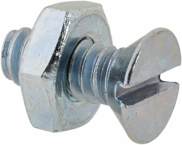 Value Collection - #10-24 UNC, 1/2" OAL Slotted Drive Machine Screw - Flat Head, Grade 2 Steel, Zinc-Plated Finish, Without Washer - Benchmark Tooling