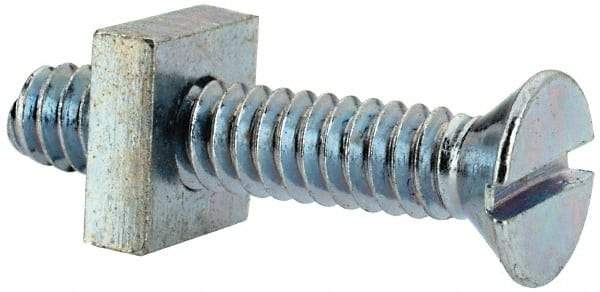 Value Collection - #10-24 UNC, 1" OAL Slotted Drive Machine Screw - Flat Head, Grade 2 Steel, Zinc-Plated Finish, Without Washer - Benchmark Tooling