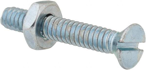 Value Collection - #10-24 UNC, 1-1/4" OAL Slotted Drive Machine Screw - Flat Head, Grade 2 Steel, Zinc-Plated Finish, Without Washer - Benchmark Tooling