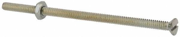 Value Collection - #10-24 UNC, 4" OAL Slotted Drive Machine Screw - Flat Head, Grade 2 Steel, Zinc-Plated Finish, Without Washer - Benchmark Tooling