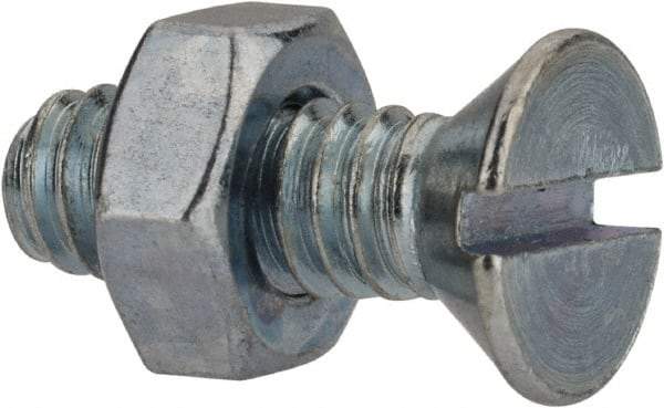 Value Collection - 1/4-20 UNC, 3/4" OAL Slotted Drive Machine Screw - Flat Head, Grade 2 Steel, Zinc-Plated Finish, Without Washer - Benchmark Tooling