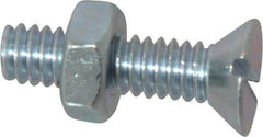 Value Collection - 1/4-20 UNC, 1" OAL Slotted Drive Machine Screw - Flat Head, Grade 2 Steel, Zinc-Plated Finish, Without Washer - Benchmark Tooling