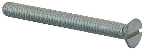 Value Collection - 1/4-20 UNC, 2-1/2" OAL Slotted Drive Machine Screw - Flat Head, Grade 2 Steel, Zinc-Plated Finish, Without Washer - Benchmark Tooling