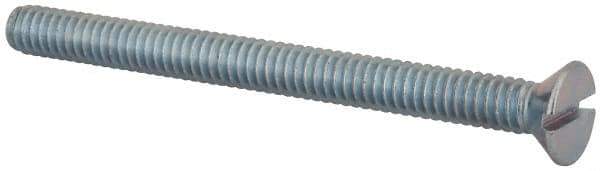 Value Collection - 1/4-20 UNC, 3" OAL Slotted Drive Machine Screw - Flat Head, Grade 2 Steel, Zinc-Plated Finish, Without Washer - Benchmark Tooling