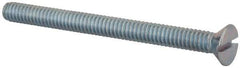 Value Collection - 1/4-20 UNC, 3" OAL Slotted Drive Machine Screw - Flat Head, Grade 2 Steel, Zinc-Plated Finish, Without Washer - Benchmark Tooling