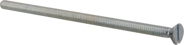 Value Collection - 1/4-20 UNC, 5-1/2" OAL Slotted Drive Machine Screw - Flat Head, Grade 2 Steel, Zinc-Plated Finish, Without Washer - Benchmark Tooling