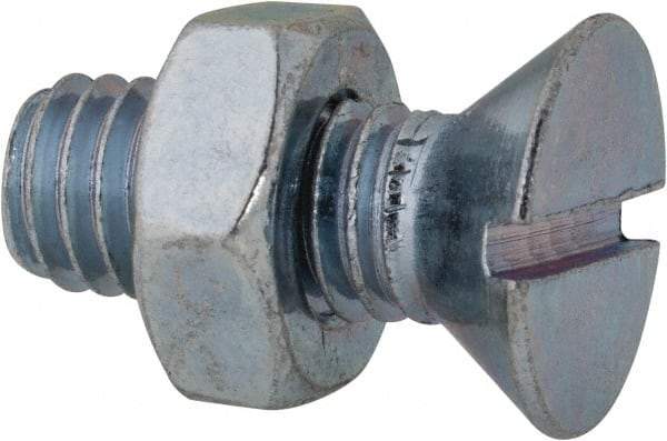 Value Collection - 3/8-16 UNC, 1" OAL Slotted Drive Machine Screw - Flat Head, Grade 2 Steel, Zinc-Plated Finish, Without Washer - Benchmark Tooling