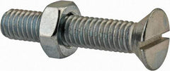 Value Collection - 3/8-16 UNC, 2" OAL Slotted Drive Machine Screw - Flat Head, Grade 2 Steel, Zinc-Plated Finish, Without Washer - Benchmark Tooling