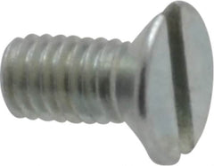 Value Collection - M3x0.50, 6mm OAL Slotted Drive Machine Screw - Flat Head, Grade 4.8 Steel, Zinc-Plated Finish, Without Washer - Benchmark Tooling