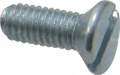 Value Collection - M3x0.50, 8mm OAL Slotted Drive Machine Screw - Flat Head, Grade 4.8 Steel, Zinc-Plated Finish, Without Washer - Benchmark Tooling