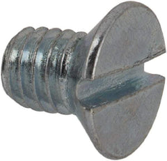 Value Collection - M4x0.70, 6mm OAL Slotted Drive Machine Screw - Flat Head, Grade 4.8 Steel, Zinc-Plated Finish, Without Washer - Benchmark Tooling