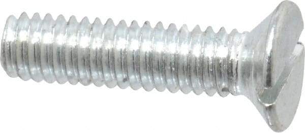 Value Collection - M4x0.70, 16mm OAL Slotted Drive Machine Screw - Flat Head, Grade 4.8 Steel, Zinc-Plated Finish, Without Washer - Benchmark Tooling