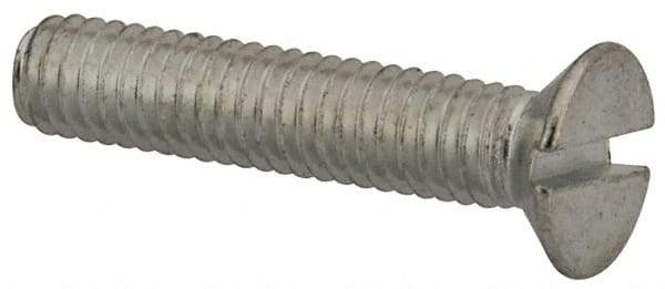 Value Collection - M4x0.70, 20mm OAL Slotted Drive Machine Screw - Flat Head, Grade 4.8 Steel, Zinc-Plated Finish, Without Washer - Benchmark Tooling