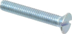Value Collection - M4x0.70, 25mm OAL Slotted Drive Machine Screw - Flat Head, Grade 4.8 Steel, Zinc-Plated Finish, Without Washer - Benchmark Tooling