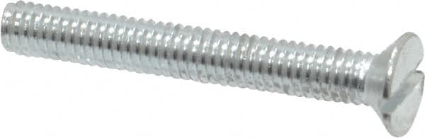 Value Collection - M4x0.70, 30mm OAL Slotted Drive Machine Screw - Flat Head, Grade 4.8 Steel, Zinc-Plated Finish, Without Washer - Benchmark Tooling