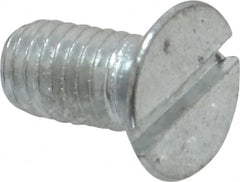 Value Collection - M5x0.80, 10mm OAL Slotted Drive Machine Screw - Flat Head, Grade 4.8 Steel, Zinc-Plated Finish, Without Washer - Benchmark Tooling