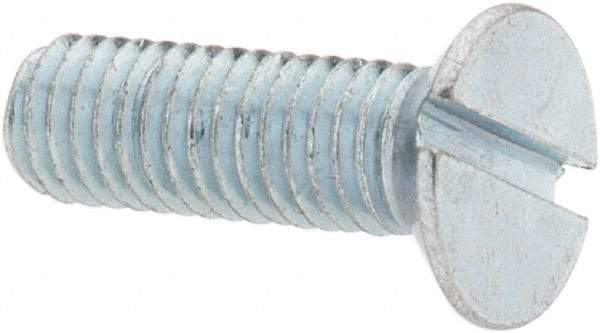 Value Collection - M5x0.80, 16mm OAL Slotted Drive Machine Screw - Flat Head, Grade 4.8 Steel, Zinc-Plated Finish, Without Washer - Benchmark Tooling