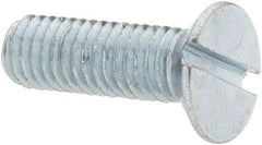 Value Collection - M5x0.80, 16mm OAL Slotted Drive Machine Screw - Flat Head, Grade 4.8 Steel, Zinc-Plated Finish, Without Washer - Benchmark Tooling