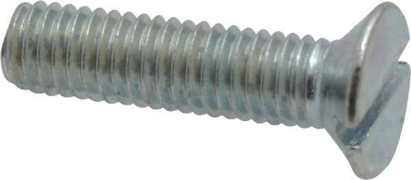 Value Collection - M5x0.80, 20mm OAL Slotted Drive Machine Screw - Flat Head, Grade 4.8 Steel, Zinc-Plated Finish, Without Washer - Benchmark Tooling