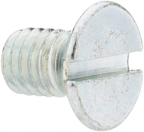 Value Collection - M6x1.00, 10mm OAL Slotted Drive Machine Screw - Flat Head, Grade 4.8 Steel, Zinc-Plated Finish, Without Washer - Benchmark Tooling