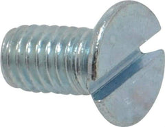 Value Collection - M6x1.00, 12mm OAL Slotted Drive Machine Screw - Flat Head, Grade 4.8 Steel, Zinc-Plated Finish, Without Washer - Benchmark Tooling