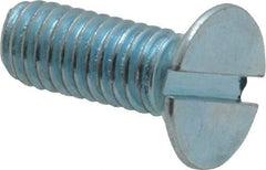 Value Collection - M6x1.00, 16mm OAL Slotted Drive Machine Screw - Flat Head, Grade 4.8 Steel, Zinc-Plated Finish, Without Washer - Benchmark Tooling