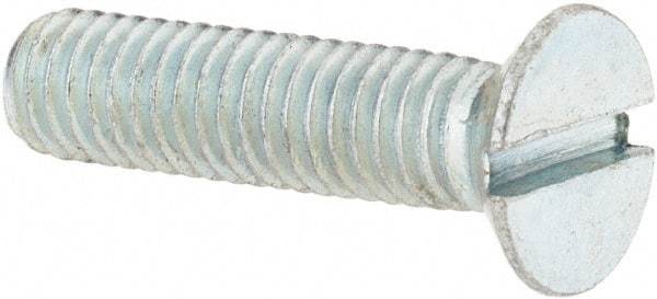 Value Collection - M6x1.00, 25mm OAL Slotted Drive Machine Screw - Flat Head, Grade 4.8 Steel, Zinc-Plated Finish, Without Washer - Benchmark Tooling