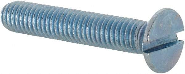 Value Collection - M6x1.00, 35mm OAL Slotted Drive Machine Screw - Flat Head, Grade 4.8 Steel, Zinc-Plated Finish, Without Washer - Benchmark Tooling