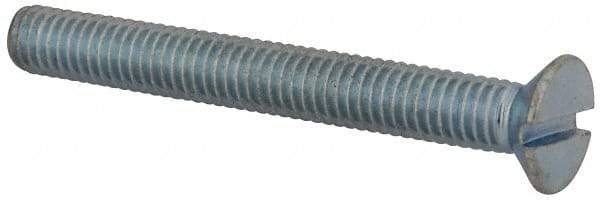 Value Collection - M6x1.00, 50mm OAL Slotted Drive Machine Screw - Flat Head, Grade 4.8 Steel, Zinc-Plated Finish, Without Washer - Benchmark Tooling