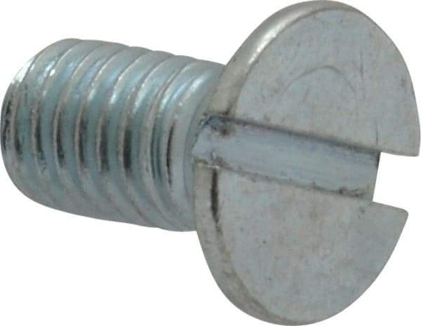Value Collection - M8x1.25, 16mm OAL Slotted Drive Machine Screw - Flat Head, Grade 4.8 Steel, Zinc-Plated Finish, Without Washer - Benchmark Tooling