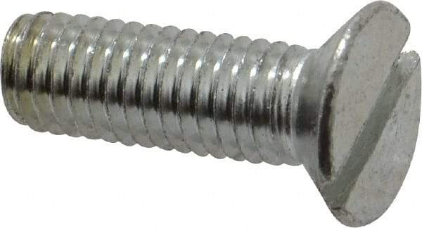 Value Collection - M8x1.25, 25mm OAL Slotted Drive Machine Screw - Flat Head, Grade 4.8 Steel, Zinc-Plated Finish, Without Washer - Benchmark Tooling