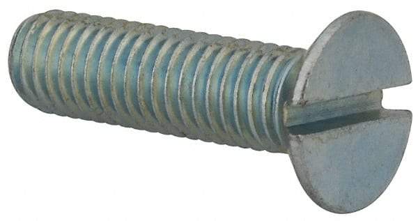 Value Collection - M8x1.25, 30mm OAL Slotted Drive Machine Screw - Flat Head, Grade 4.8 Steel, Zinc-Plated Finish, Without Washer - Benchmark Tooling