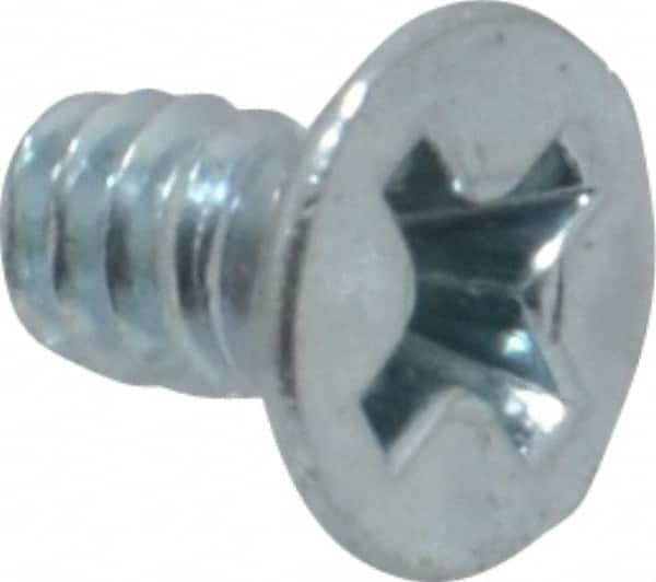 Value Collection - #6-32 UNC, 1/4" OAL Phillips Drive Machine Screw - Flat Head, Grade 2 Steel, Zinc-Plated Finish, Without Washer - Benchmark Tooling