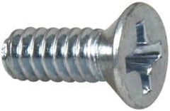 Value Collection - #6-32 UNC, 3/8" OAL Phillips Drive Machine Screw - Flat Head, Grade 2 Steel, Zinc-Plated Finish, Without Washer - Benchmark Tooling