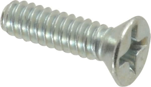 Value Collection - #6-32 UNC, 1/2" OAL Phillips Drive Machine Screw - Flat Head, Grade 2 Steel, Zinc-Plated Finish, Without Washer - Benchmark Tooling