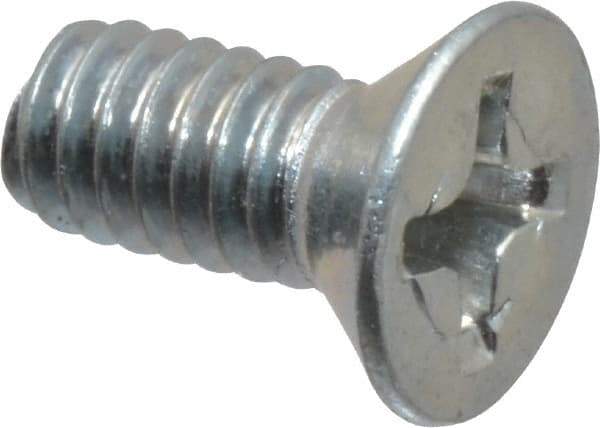 Value Collection - #8-32 UNC, 3/8" OAL Phillips Drive Machine Screw - Flat Head, Grade 2 Steel, Zinc-Plated Finish, Without Washer - Benchmark Tooling