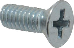 Value Collection - #8-32 UNC, 7/16" OAL Phillips Drive Machine Screw - Flat Head, Grade 2 Steel, Zinc-Plated Finish, Without Washer - Benchmark Tooling