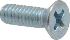 Value Collection - #8-32 UNC, 1/2" OAL Phillips Drive Machine Screw - Flat Head, Grade 2 Steel, Zinc-Plated Finish, Without Washer - Benchmark Tooling