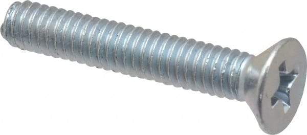 Value Collection - #8-32 UNC, 1" OAL Phillips Drive Machine Screw - Flat Head, Grade J82 Steel, Zinc-Plated Finish, Without Washer - Benchmark Tooling