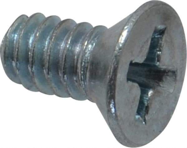 Value Collection - #10-24 UNC, 3/8" OAL Phillips Drive Machine Screw - Flat Head, Grade J82 Steel, Zinc-Plated Finish, Without Washer - Benchmark Tooling