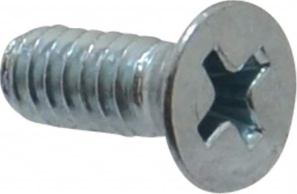 Value Collection - #10-24 UNC, 1/2" OAL Phillips Drive Machine Screw - Flat Head, Grade 2 Steel, Zinc-Plated Finish, Without Washer - Benchmark Tooling