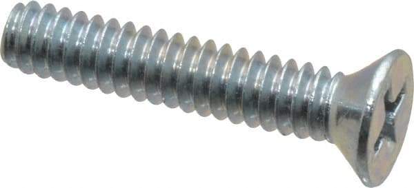 Value Collection - #10-24 UNC, 1" OAL Phillips Drive Machine Screw - Flat Head, Grade 2 Steel, Zinc-Plated Finish, Without Washer - Benchmark Tooling