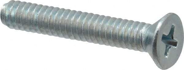 Value Collection - #10-24 UNC, 1-1/4" OAL Phillips Drive Machine Screw - Flat Head, Grade 2 Steel, Zinc-Plated Finish, Without Washer - Benchmark Tooling
