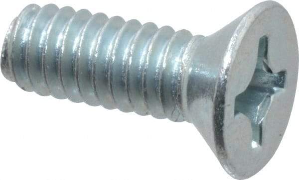 Value Collection - #12-24 UNC, 5/8" OAL Phillips Drive Machine Screw - Flat Head, Grade 2 Steel, Zinc-Plated Finish, Without Washer - Benchmark Tooling